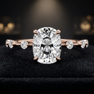 Anillo Solitario con Diamante Cultivado en Laboratorio con Corte Cojín Certificado por IGI, con Piedras Laterales Redondas, Oro de 10K, 14K, 18K, Plata 925, 935, Joyería Fina - Product Image 1