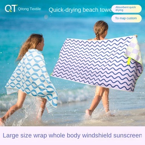 Toalla de Baño de Microfibra de Secado Rápido, Toalla Deportiva de Terciopelo de Doble Cara, Absorbente, Portátil, Toalla de Playa, Material Grueso, Diseño de Ondas - Product Image 2