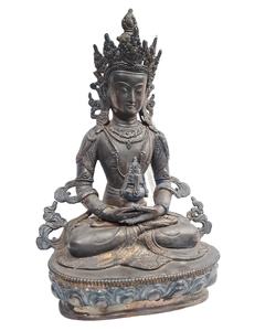 Estatua de Buda Amitabha, Decoración para el Hogar, Hecha a Mano, Figura Budista de Latón de Alta Calidad, Escultura Religiosa de Metal, India - Product Image 3