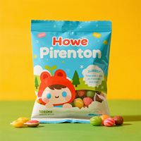 Logo multicolore personnalisé de différentes tailles sac de joint latéral arrière de qualité alimentaire avec fenêtre personnalisée pour sac de mylar de gomme à bulles de bonbons
