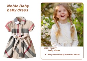 Abito in cotone per neonata per feste estive, abito a quadri per bambini con graziosi motivi animali - Product Image 2