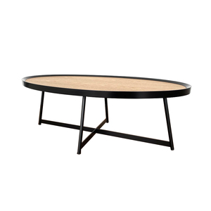 รูปไข่ MDF วีเนียร์กรอบโลหะโต๊ะกาแฟโต๊ะไม้ที่ทันสมัย - Product Image 1