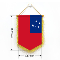 Drapeau de Samoa en brocart à franges, personnalisé en gros, 11,81 x 7,87 pouces, drapeaux décoratifs de bureau aux couleurs vives et durables