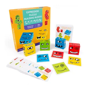 Trending Gezicht Veranderende Kubus Bouwstenen Ouder-kind Interessante Interactie Board Games Baby Vroege Onderwijs Houten Speelgoed