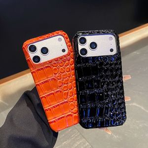 Étui de téléphone portable de luxe tendance en cuir texturé crocodile avec logo pour <span class=keywords><strong>iPhone</strong></span> 11 12 13 14 15 16 17 Pro Max antichoc - Product Image 2