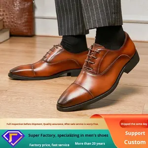 2025 zapatos de cuero de estilo japonés para hombre, suela blanda de tres articulaciones, <span class=keywords><strong>Oxford</strong></span>, con cordones, transpirables, puntiagudos, zapatos formales de Negocios ocultos - Product Image 2