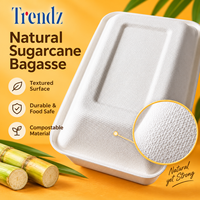 Trendz Personnalisé Canne À Sucre Bagasee Restaurant à Aller Récipient De Nourriture Écologique Jetable Biodégradable Compagnie Aérienne Repas Boîte À Lunch