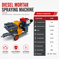Mesin Semprot Mortar Diesel D-800 150-200m²/jam Pompa Plester Semen Tekanan Tinggi untuk Konstruksi