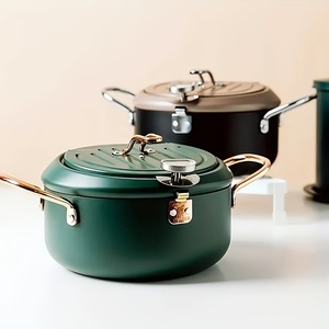 Friggitrice Giapponese per Tempura con Termometro in Ferro, Pentola Antiaderente per Friggere Pollo, Pesce, Gamberetti, Facile da Pulire, per Uso Domestico e in Auto - Product Image 3