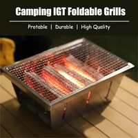 Grill de table IGT portable en acier inoxydable, pliable, pour barbecue, menu grill, cuisinière pour le camping en plein air, pour grillades au charbon de bois