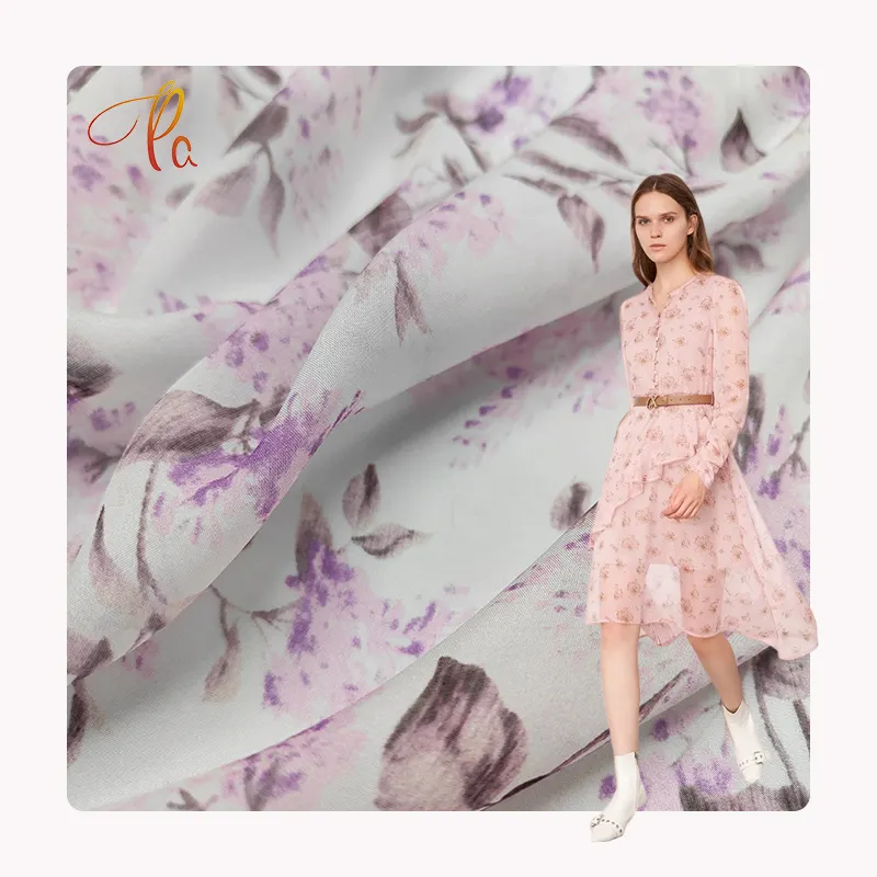 Plain Raw Woven Silk Chiffon Fabric By The Yard Dreamy Bouquet Printed Silk Fabric Chiffon - Multicolor