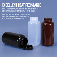 Flacon de réactif en plastique PP transparent scellé pour l'emballage de poudres, à large ouverture, avec graduation, résistant aux hautes températures, 5 ml