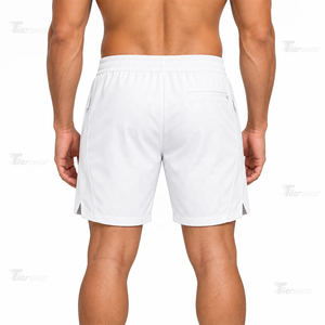 <b>Men's</b> <b>White</b> Board <b>Shorts</b> Quick Dry Elastic Waist Casual Bermuda <b>Shorts</b> with Pockets Solid Color Front Logo Sweat <b>Shorts</b> - Product Image 5