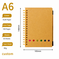 Carnets de notes scolaires en gros de haute qualité, couverture en cuir PU, reliure spirale, 50 feuilles, options tissu/PP, pour notes d'étude et papeterie