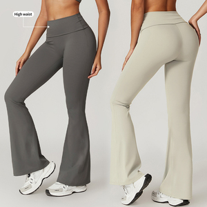 <span class=keywords><strong>Leggings</strong></span> de Yoga de Cintura Alta para Mujer, Ecológicos, Sólidos, con Control de Abdomen, Pantalones de Gimnasio con Corte Acampanado, Gran Venta - Product Image 1
