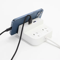 2024 Au Plug USB Extension Socket Portable Travel Power Strip 2 prises CA 2 Ports USB Compatible AU Support de téléphone inclus