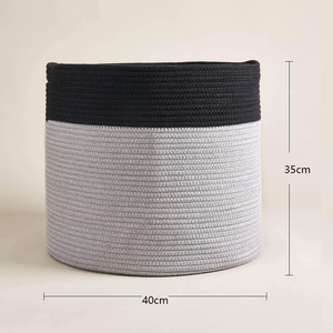 Qingqian Cotton Rope Woven Laundry <b>Basket</b> Round <b>Foldable</b> Minimalist Storage Organizer for Clothes and Linens - Product Image 5