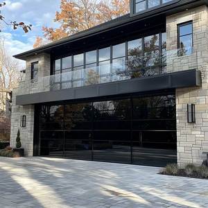 Porte de garage sans cadre Sunnysky, surdimensionnée, avec panneau de verre monolithique et noyau d'insonorisation, un élément architectural distinctif - Product Image 1