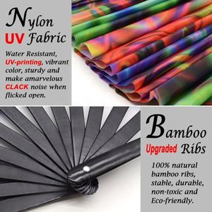 Éventail à main en bambou gravé personnalisé avec logo, grand format, anti-UV, pour festivals, avec motif sculpté - Product Image 3