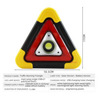 Triangle de signalisation routière LED solaire rechargeable, panneau de signalisation de danger routier en ABS pour panne de voiture