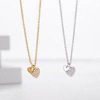 Collier pendentif double cœur en argent sterling 925 plaqué or 18 carats avec micro-pavé de CZ, bijoux personnalisés Mylove, cadeau de fiançailles pour femme