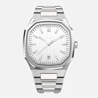 Montre personnalisée avec logo, cadran carré 40 mm en acier inoxydable, mouvement à quartz, aiguilles lumineuses, bracelet solide, calendrier, style sport et affaires