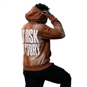 Conjunto Deportivo Personalizado para Hombre, 100% Algodón, Lavado Ácido, Sudadera con Capucha y Pantalones Deportivos Vintage, Estilo Retro, Dos Piezas - Product Image 3