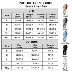 Completo da uomo in <span class=keywords><strong>lino</strong></span>: camicia e pantaloni, 95% <span class=keywords><strong>lino</strong></span> 5% poliestere, lavaggio effetto sabbia, anti-piega, a maniche lunghe, casual, per la spiaggia - Product Image 5