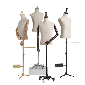 Clothing Store Modern Luxury Suits <strong>Dummy</strong> Flexible Arms White Linen <strong>Clothes</strong> Display Half Body Male Mannequin for Men - Product Image 1