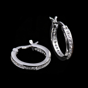 Hypoallergenic <strong>Small</strong> <strong>Hoops</strong> 925 Sterling <strong>Silver</strong> Huggie <strong>Hoop</strong> Earrings with Pav&eacute; CZ for Sensitive Ears - Product Image 3