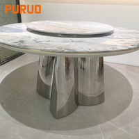 Ensemble de table et de chaises de salle à manger rondes en marbre moderne de luxe, 4, 6, 8 places, meubles en métal pour hôtel, restaurant, designs de cuisine