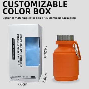 Bouteille d'eau pliable en silicone écologique réutilisable de 550 ml, prix d'usine OEM, avec boîte personnalisée - Product Image 5