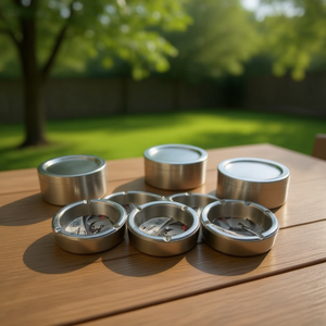 Cenicero Ashtray 6pcs Stainless Steel Round Smoke Tray With Lid For Indoor Outdoor Use - Product Image 2