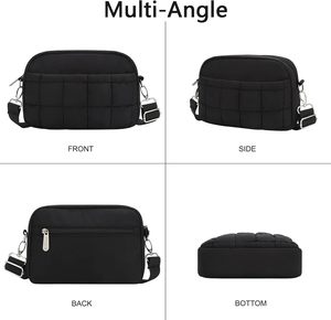 Custom Large Waterproof Fashion Women <strong>Black</strong> Nylon Shoulder Handbag with Zipper Closure Multiple Pockets Adjustable Crossbody <strong>Bag</strong> - Product Image 6