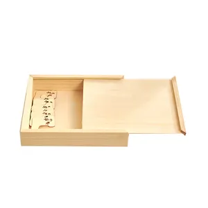 Коробка из натуральной сосны, раздвижные украшения для крышек, подарочная упаковочная коробка, необработанная деревянная коробка для поделок