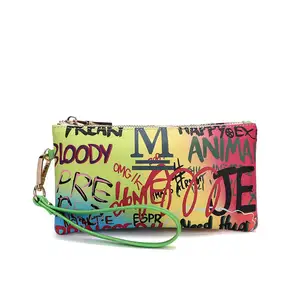 2021 Factory sells the latest colorful graffiti and large-capacity women airtag kaukko wallet
