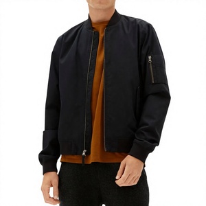 Men's Black Jacket <b>Canvas</b> Stand Collar Zipper Front Casual Winter Wear Regular Fit Solid Color Polyester Material Waterproof - Product Image 1