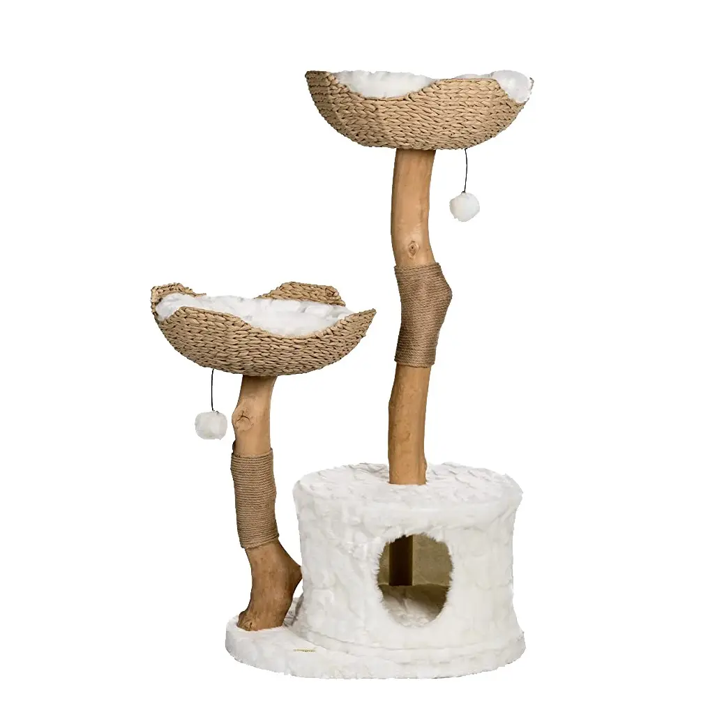 Factory 2023 New Designed Luxury Cat Tree Tower Real Branch Wood Luxury Cat Condo Scratching Tree