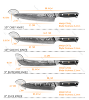 Couteau de boucher forgé à la main de 9 pouces à lame tranchante en acier damassé de qualité supérieure avec manche ergonomique à double traversins couteau de chef de cuisine