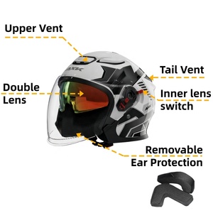 <span class=keywords><strong>Casco</strong></span> <span class=keywords><strong>de</strong></span> Motocicleta Abierto <span class=keywords><strong>de</strong></span> Alta Calidad, Material ABS, Visores Dobles con Lente Interior Ajustable <span class=keywords><strong>Antivaho</strong></span>, Cómodo - Product Image 3