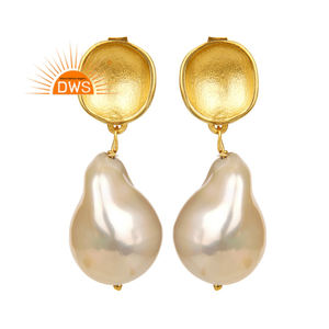 Baroque Freshwater Pearl Drop <b>Earrings</b> Plated Jewelry Designer <b>925</b> <b>Silver</b> <b>Earrings</b> Manufacturer Gold Trendy GENMEL <b>Earrings</b> 14k - Product Image 1