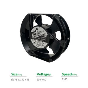 Ventilateur axial de refroidissement pour armoire de commande, onduleur, UPS FULLTECH UF-15P23BWH 172x150x51mm 230VAC 50Hz 2750RPM 0.14A 35W - Product Image 2