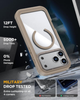 Étui magnétique transparent pour iPhone 17 Pro Max Air 16 Plus 15 Pro Max avec clip ceinture et cadre avant, coque de protection robuste
