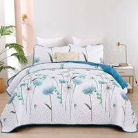 Housse de coussin en polyester imprimée numériquement avec des fleurs fraîches, ensemble de 3 pièces, doux, confortable, respectueux de la peau, durable, matelassé pour la maison
