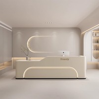 Éclairage LED moderne, logo personnalisé, écologique, durable, comptoir de réception commercial pour hôtel, école, bureau, salon de beauté