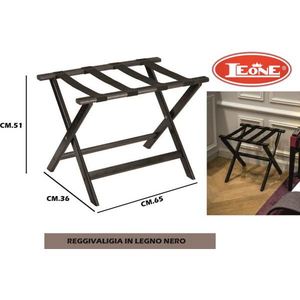 Porte-bagages en bois noir 65x36x51cm Taille élégante et durable Solution de rangement - Product Image 1