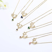 Collier à breloques en cuivre en gros 18 carats plaqué or Zircon étoile pendentif bijoux de mode pour femmes accessoires