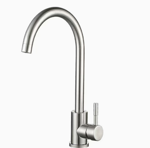 ก๊อกน้ำห้องครัวสุดหรู สีเงิน ก๊อกผสมอ่างล้างจานน้ำร้อนและน้ำเย็น - Product Image 1