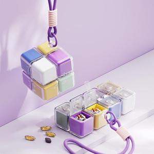 Caja de Almacenamiento de Medicamentos Magic Cube de 8 Compartimentos, Sellada, a Prueba de Humedad, Esencial para Viajes, con Cuerda para Colgar, Solución de Almacenamiento - Product Image 2