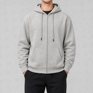 Custom <b>Black</b> Cotton Fleece Streetwear Zipper Acid Wash Distressed Men's <b>Plain</b> Blank Full Zip up <b>Hoodies</b> for Men - Product Image 3